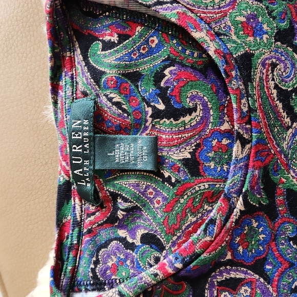 Beautiful Lauren Ralph Lauren Iconic Colorful Paisley Pattern Cotton Top ❤️🖤💜 - Picture 14 of 15